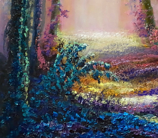 Walk The Path canvas closeup – vibrant impressionistic brushwork by M. Thompson